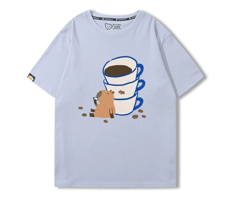 Capybara and Coffee Mug Unisex T-shirt Multicolor