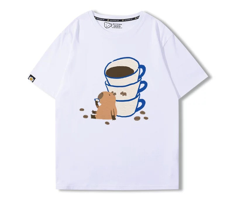 Capybara and Coffee Mug Unisex T-shirt Multicolor